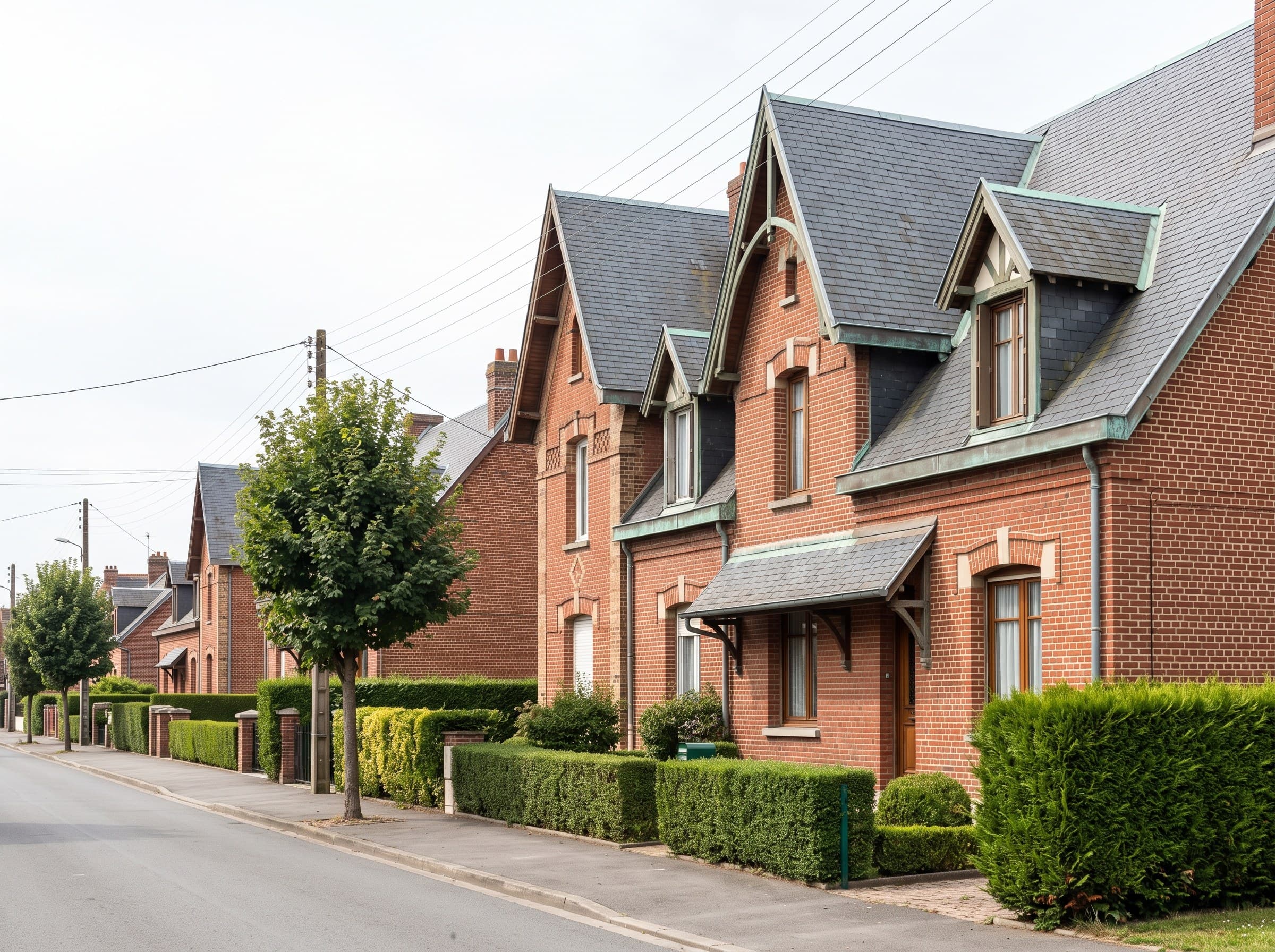 Toiture de maison ancienne à Neuville-Saint-Amand près de Saint-Quentin