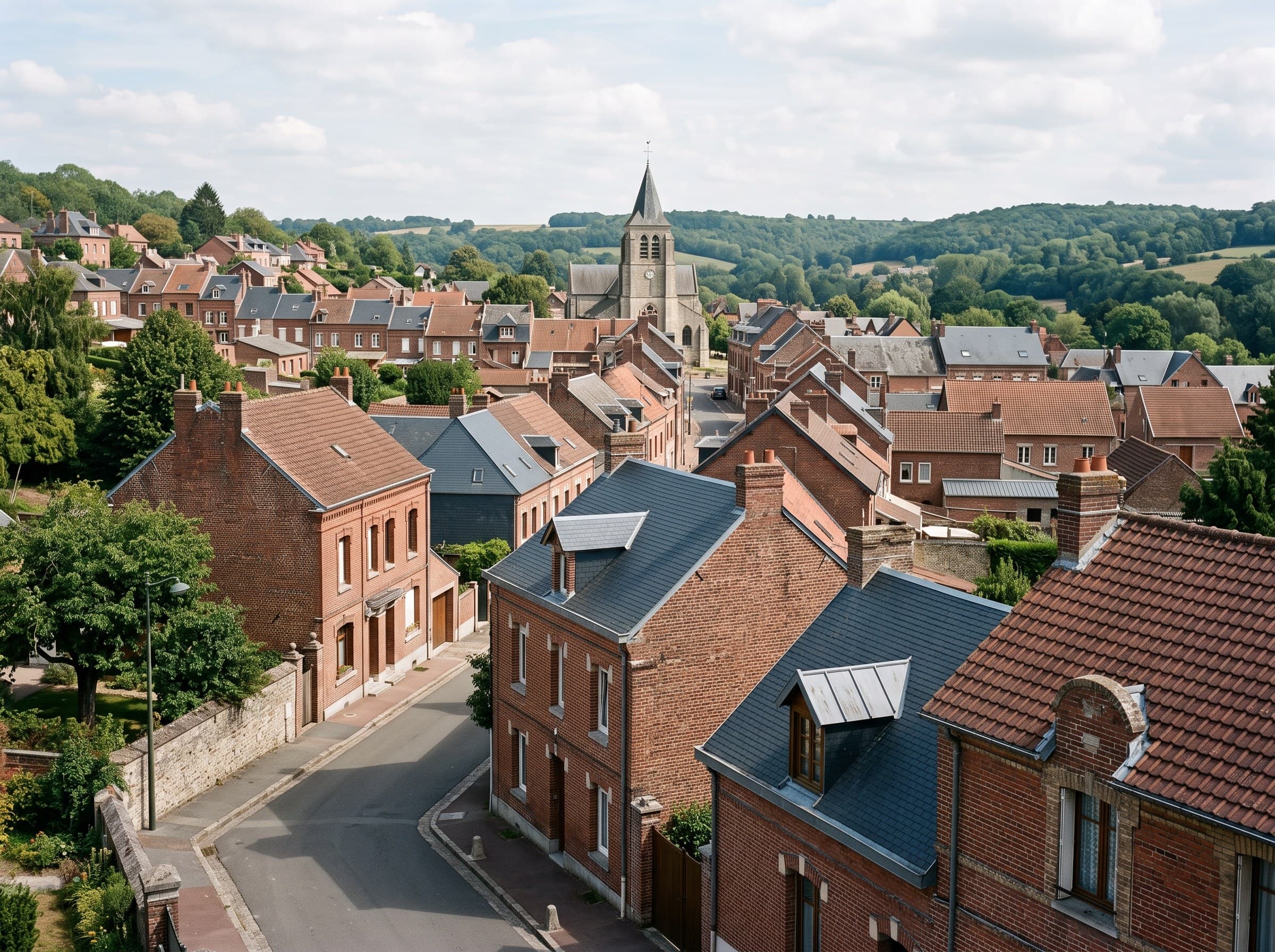 Toiture de maison à Origny-Sainte-Benoite, bourg-centre proche de Saint-Quentin